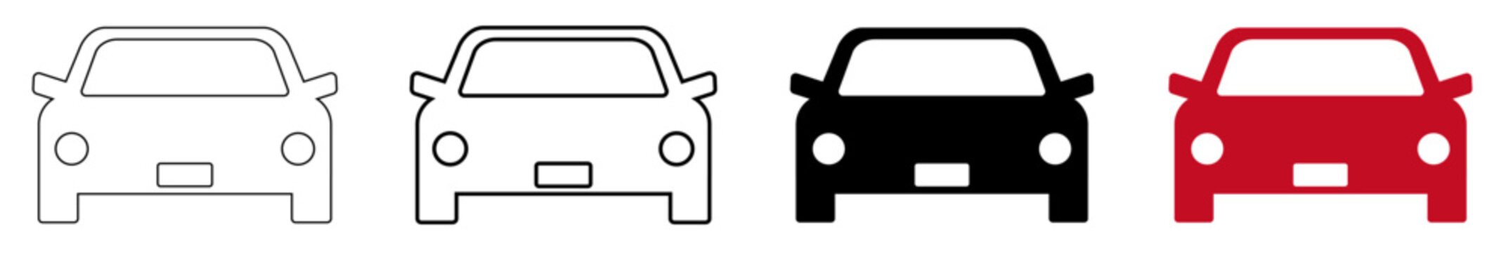 正面から見た自動車のアイコンイラストセット バリエーション