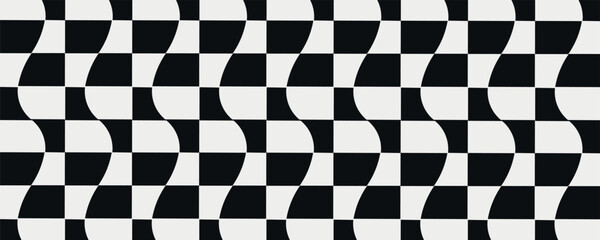 Obraz premium Checkered wavy seamless pattern. Vector print for surface application.