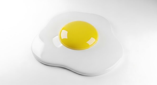 Shiny fried egg with a bright yellow yolk