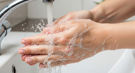 Fototapeta premium Washing Hands with Soap and Water