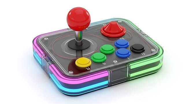 Colorful arcade game joystick controller with buttons