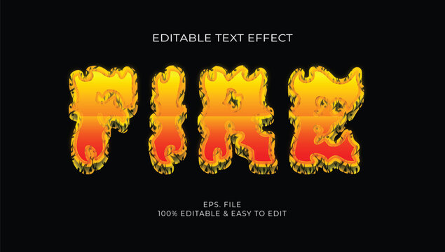 3D fire editable text effect flame burning font style vector illustration