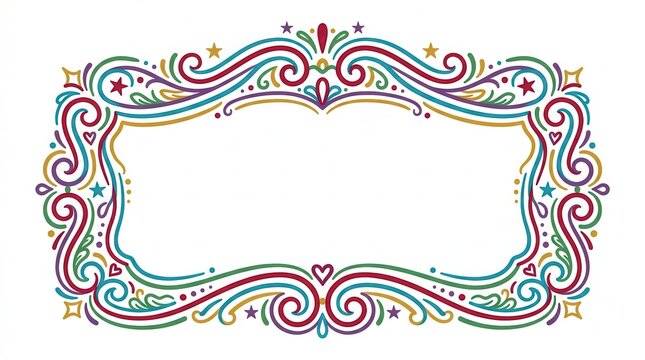 colorful ornate frame with swirls and stars