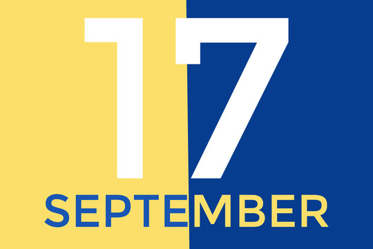 September 17 calendar with yellow and blue background