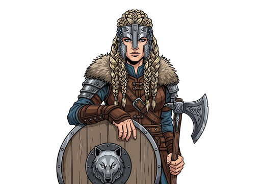 Viking Warrior Female Shieldmaiden with Axe.