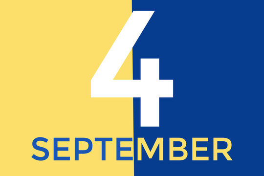 September 4 calendar with yellow and blue background
