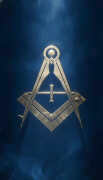 Masonic Symbol with Compass and Square on Dark Background