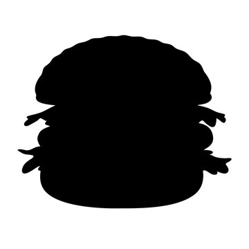 Burger silhouette vector icon, black cheeseburger shape on white background, fast food hamburger symbol for restaurant menus and signage