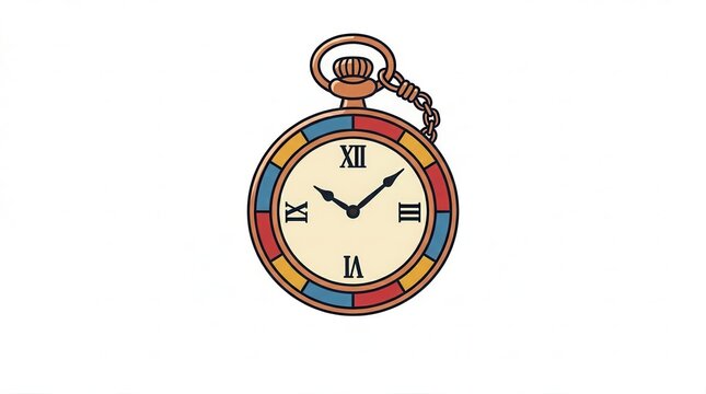 colorful pocket watch with roman numerals