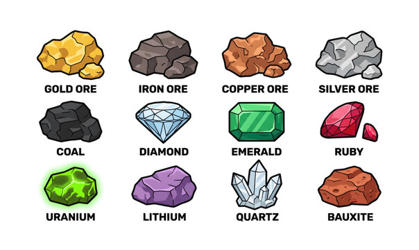 Collection of Various Mineral and Gemstone Types.