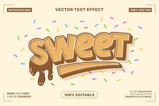 Editable Glazed Sweet Cartoon Text Effect Premium Vector Style