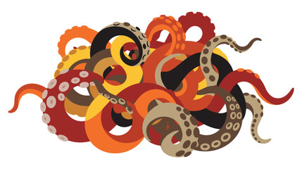Abstract tangle of colorful octopus tentacles reaching in chaotic direction. © MDTAZBIRHOSSAIN