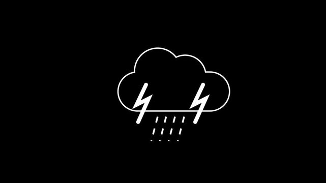 Thunderstorm icon, Weather icon vector illustration. Weather prediction, metro forecast silhouette symbol on white space.