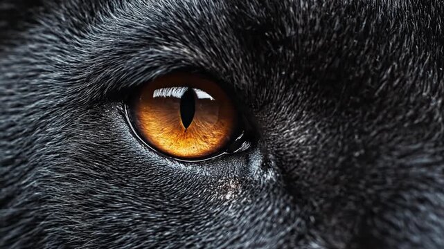 Extreme macro close up of black cat eye iris.