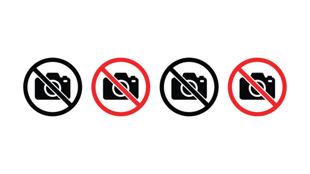 Four no photography prohibited signs with camera icons