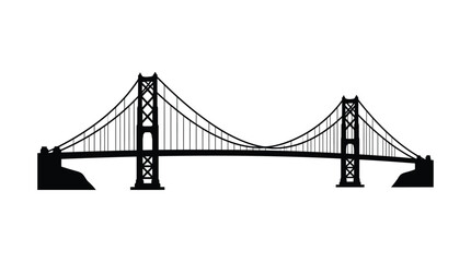 Fototapeta premium Golden Gate Bridge Silhouette Against White Background