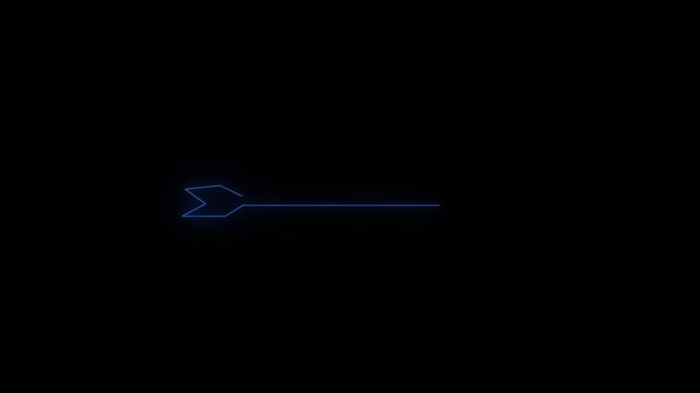 Cool neon colored arrow background. Glowing neon-colored arrow on a black background.