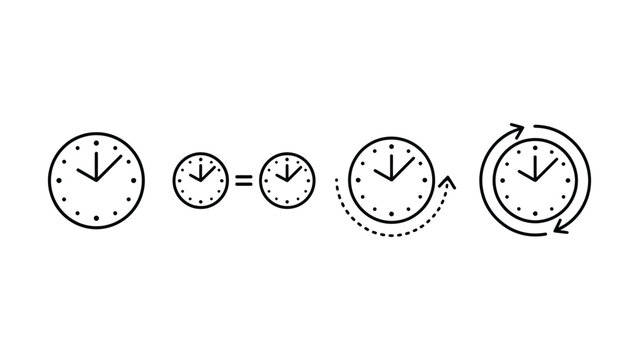 Illustration showing clock hands moving in different directions with rotation arrows