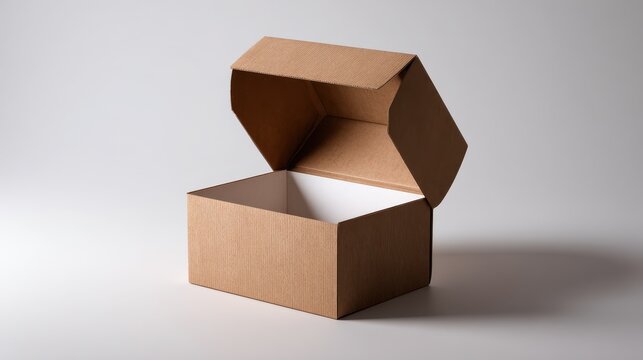 Open postal box mockup on a neutral background for product presentation