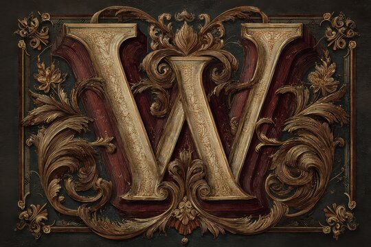Ornate Victorian display font on gilded letters with decorative flourishes