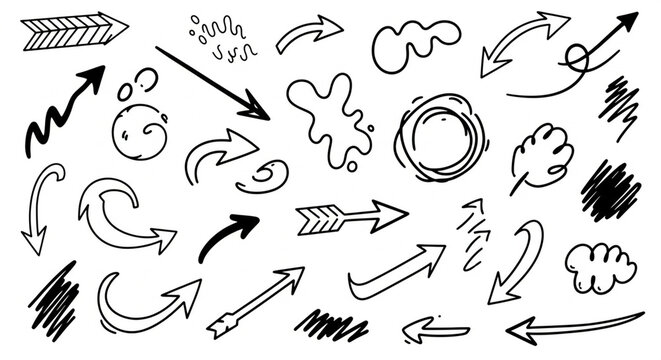 Doodle Arrows and Shapes Collection - Hand Drawn Vector Elements