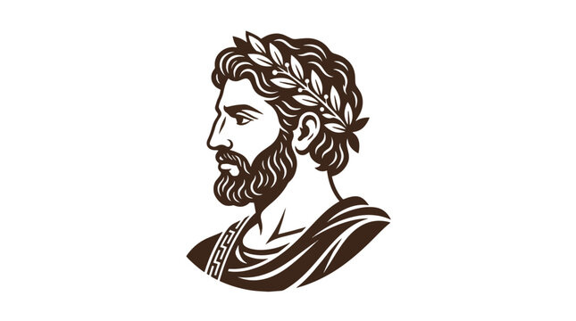 Ancient Greek bust of Apollo wearing a laurel wreath, symbolizing victory and honor in classical art style