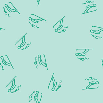 ski jumping winter sport line seamless pattern ski jumping winter sport thin line illustration