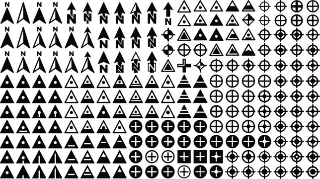 Geometric Navigation and Target Symbol Silhouette Vector Set for Technical and Design Use