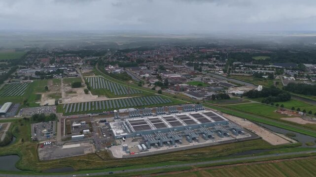 Aerial view of a modern hyperscale data center infrastructure