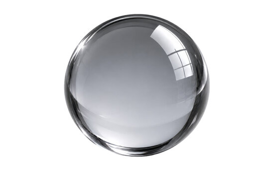 A translucent gray clear orb with internal and external reflections on a transparent background.