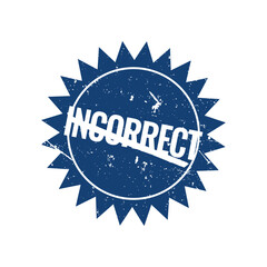 Obraz premium blue grunge incorrect starburst rubber stamp isolated vector illustration design