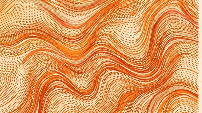Abstract background featuring flowing wavy lines in shades of vibrant orange and warm golden yellow creating a dynamic textured artistic pattern