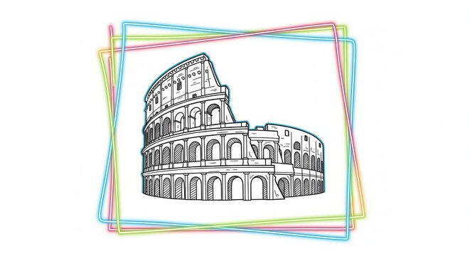 Colosseum Rome Italy illustration