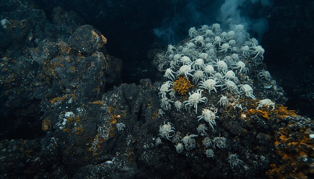 Deep Sea Hydrothermal Vent Yeti Crab Colony