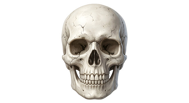 Realistic human skull isolated on transparent background