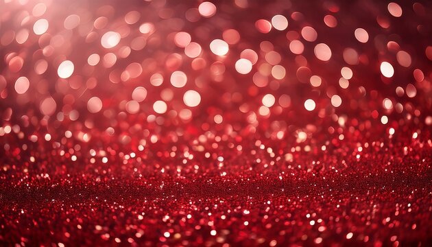 Sparkling Red Glitter Background With Soft Bokeh Lights Perfect For Festive Celebrations