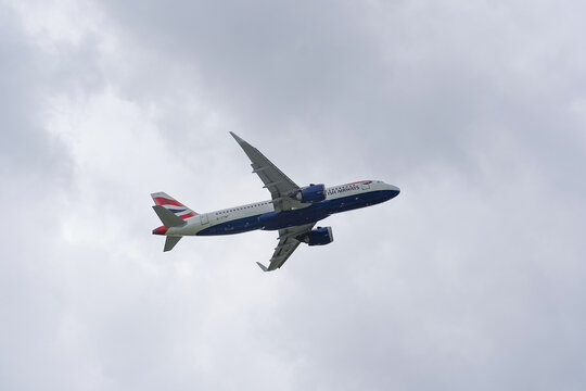 Berlin, Germany - June 13 2026: A British Airways plane leaving the BER airport Berlin-Brandenburg