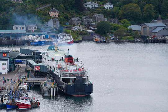 Oban, Scotland - September 20 2025: The Caledonian MacBrayne ferry terminal. From there ferry connections run to the inner and outer Hebrides