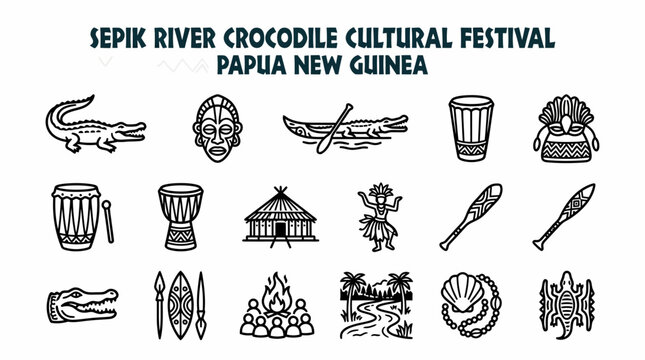 Sepik River Crocodile Festival Icons, Papua New Guinea Culture