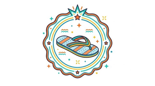 colorful flip flop icon with starburst design