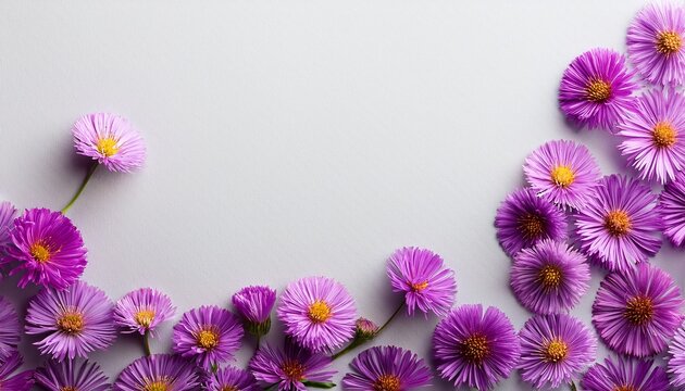 Purple Little Flowers Arrangement Flat Lay Postcard Style