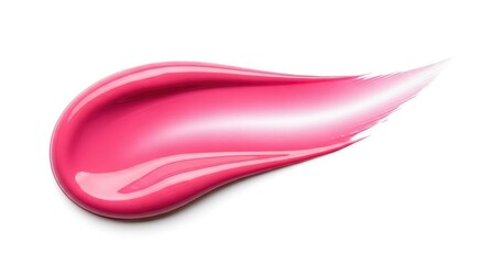 Fototapeta premium A thick smear of glossy pink lipgloss displayed on a clean white background, showcasing its smooth texture and high-shine finish clearly, hydrating, gooey, stroke
