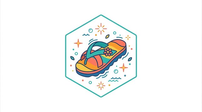 colorful flip flop with flower and abstract background