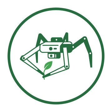 Green Robotic Spider Icon | Sustainable Agriculture and Bio-Robotics Concept
