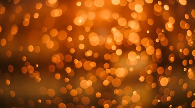 Abstract background featuring warm golden glowing bokeh lights with a soft focus effect perfect for festive holiday celebrations and artistic design projects