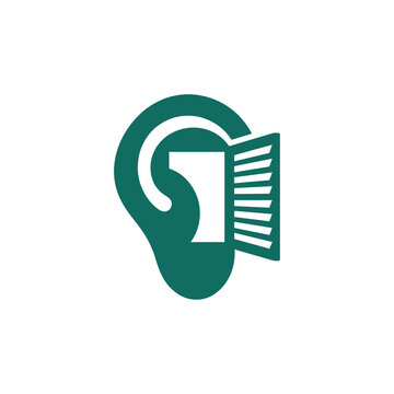 Minimalist Human Ear and Window Shutter Icon | Hearing Care Symbol
