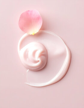 Rose petal cream swatch showing soft swirl with romantic natural mood generative AI