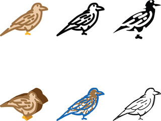 Obraz premium raven bird color icon vector. raven bird sign. isolated styles symbol illustration