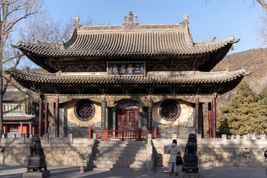 Traditional Chinese pavilion of Three Jin Famous Spring in Jinci, Taiyuan, Shanxi, China, ancient timber architecture