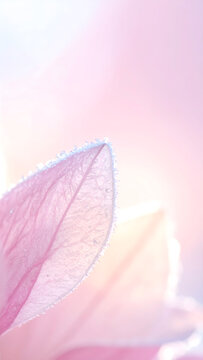 Frozen flower petal showing ice crystals along veins glowing softly in dreamy fragile mood generative AI